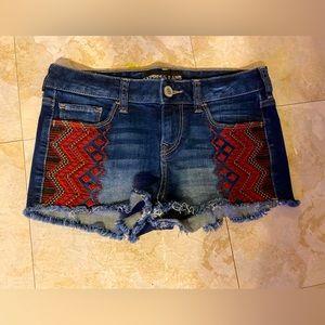 Express Jean Boho Aztec Tribal Red Embroidery
